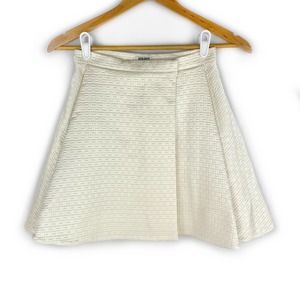 Kenzo Wrap Skirt Cream White Mini A-Line Textured Skater 34